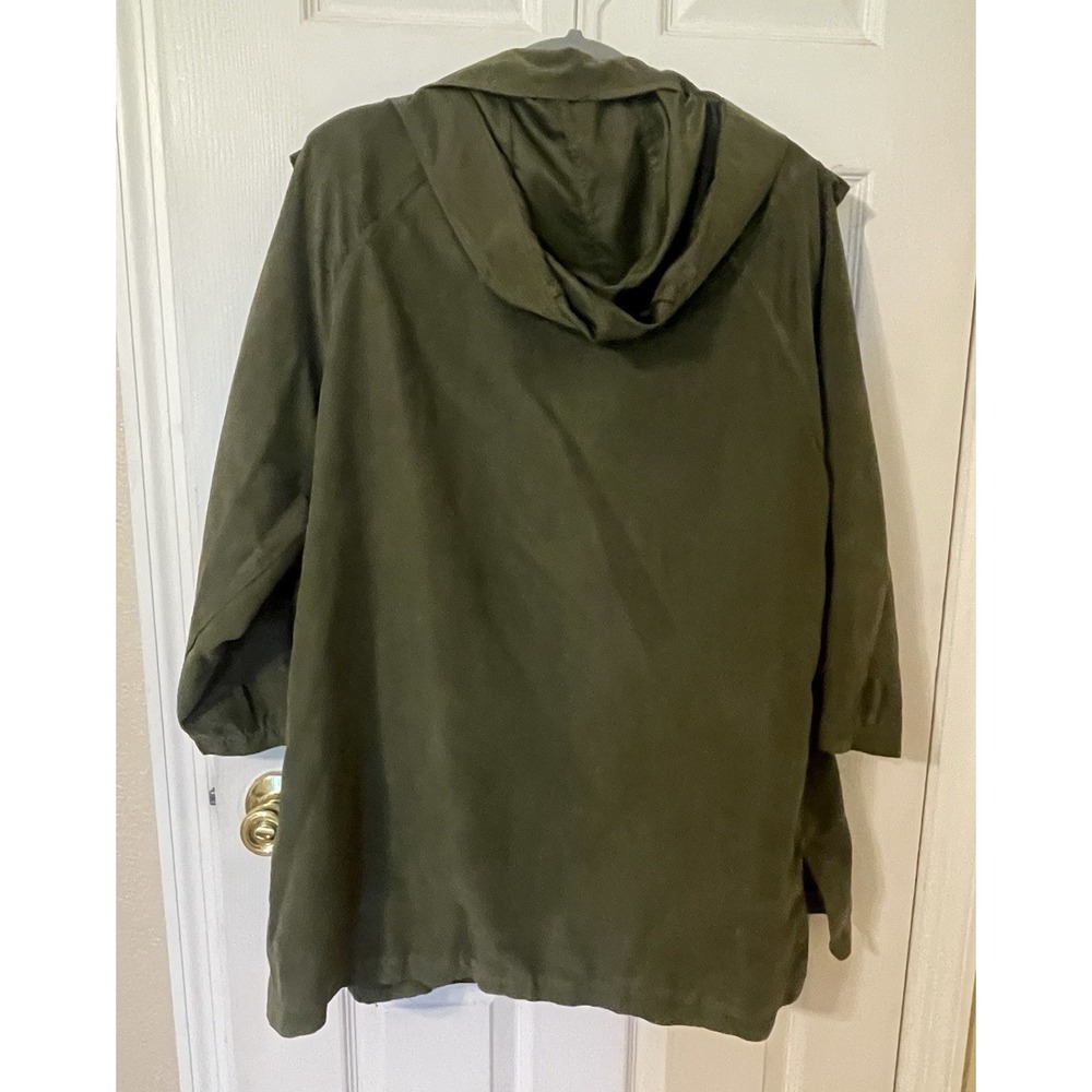 Umgee Womens Utility Jacket Size Small Olive Green Double Breasted Hooded BOHO - Picture 4 of 10